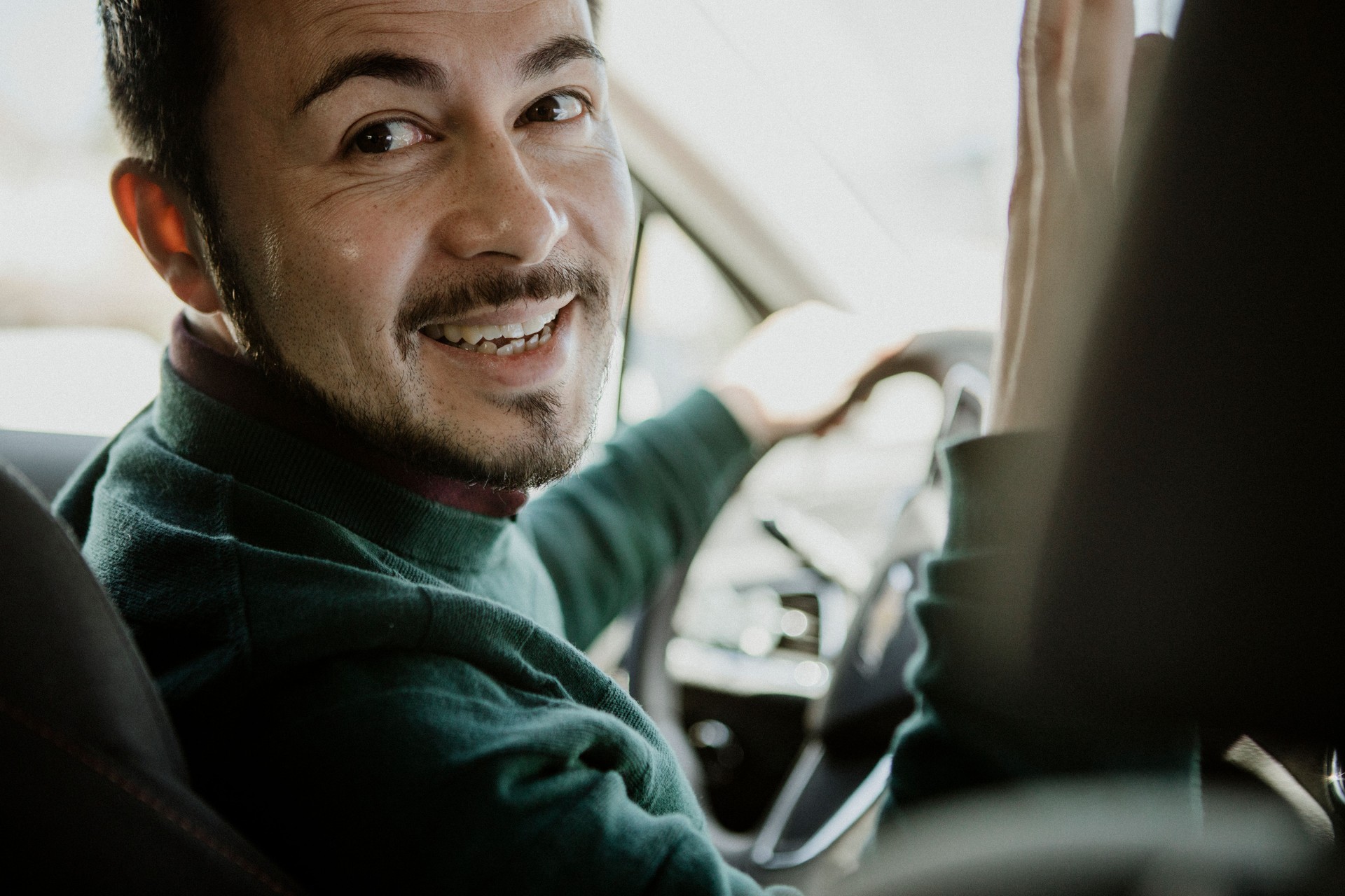 Driver talking to a passenger
